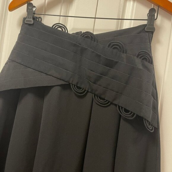 Vintage High Waist Pleated Loop Skirt Black - Picture 3 of 9
